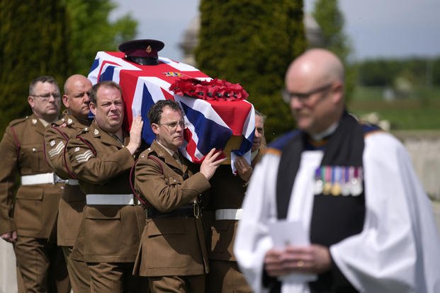 Coffin of World War I soldier, Private Robert Kenneth Malcolm.