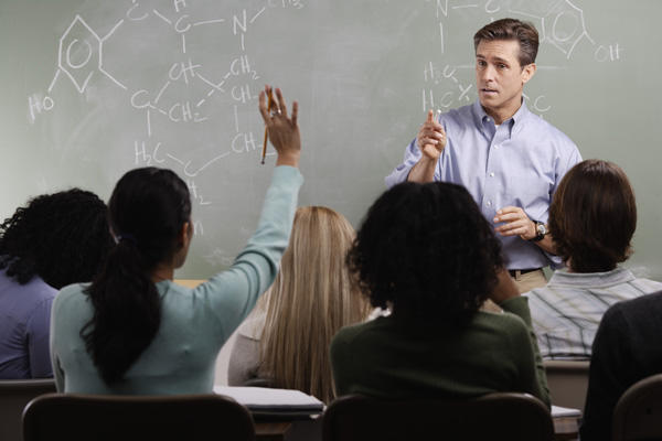 Chemistry teacher in a classroom.