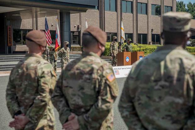 Advisors with 5th Security Force Assistance Brigade stand in formation.